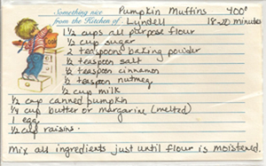 pumpkin muffins recipe card